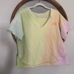 Daily Practice Anthropologie Sweater Short-Sleeve Rainbow Top Size M